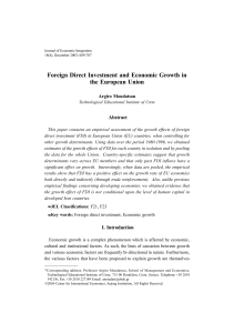 Foreign Direct Investment and Economic Growth in the European