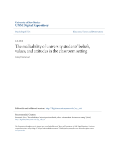 The malleability of university students` beliefs, values, and attitudes