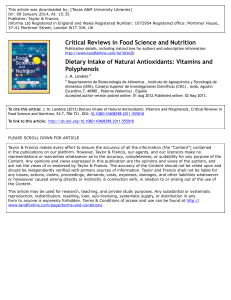 Dietary Intake of Natural Antioxidants: Vitamins and Polyphenols