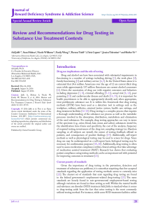 Review and Recommendations for Drug Testing in Substance Use