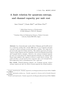 A limit relation for quantum entropy, and channel capacity per unit cost