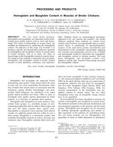 Hemoglobin and myoglobin content in muscles of broiler chickens