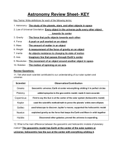 Astronomy Review Sheet