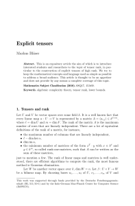 Explicit tensors - Computational Complexity