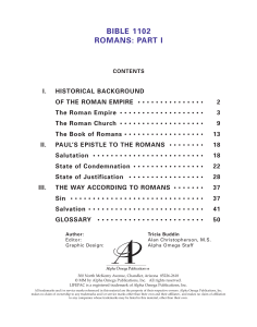 BIBLE 1102 ROMANS: PART I - HomeSchool