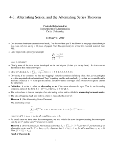 4-3: Alternating Series, and the Alternating Series Theorem