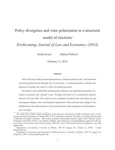 Policy divergence and voter polarization in a structural model of