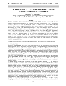 a survey of the status of malaria in guyana and treatments