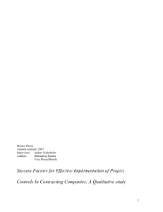 Success Factors for Effective Implementation of Project Controls In