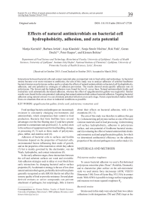 Effects of natural antimicrobials on bacterial cell hydrophobicity