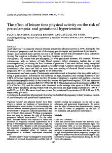 The effect of leisure time physical activity on the risk of pre