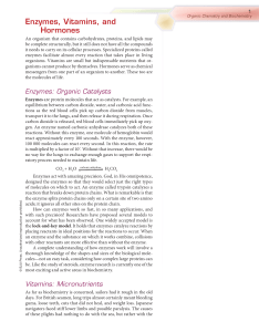 Chemistry Enzymes, Vitamins, and Hormones