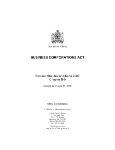 BUSINESS CORPORATIONS ACT - Alberta