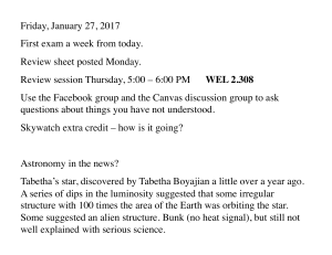 Friday, January 27, 2017 First exam a week from today. Review