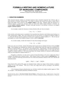formula writing and nomenclature of inorganic - Parkway C-2