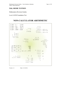 Non Calculator Arithmetic