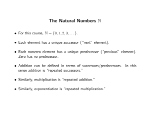 The Natural Numbers N - Clayton State University