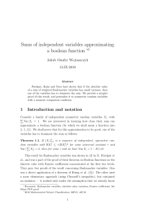 Sums of independent variables approximating a boolean function