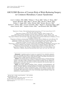 ASCO/SSO Review of Current Role of Risk