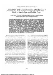 Localization and characterization of substance P binding