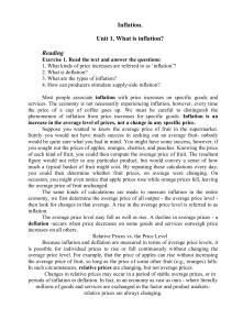 Inflation. Unit 1. What is inflation? Reading