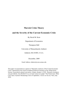 Marxist Crisis Theory and the Severity of the Current Economic Crisis