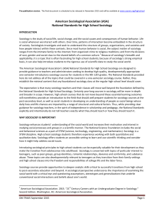 (ASA) National Standards for High School Sociology