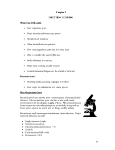 51 Chapter 9 INFECTION CONTROL What You Will Learn • How