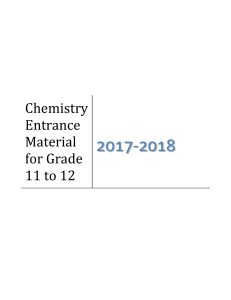 Chemistry Entrance Material for Grade 11 to 12