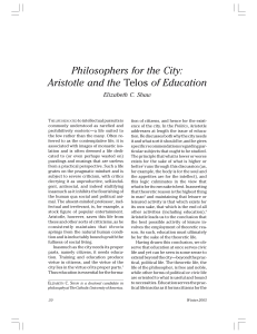 Philosophers for the City: Aristotle and the Telos of Education