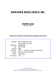 harvard bioscience inc