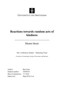 Reactions towards random acts of kindness - UvA-DARE