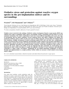 Oxidative stress and protection against reactive oxygen