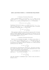 M3P14 LECTURE NOTES 11: CONTINUED FRACTIONS 1