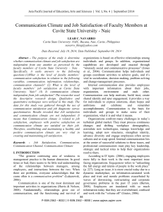 Communication Climate and Job Satisfaction of Faculty Members at