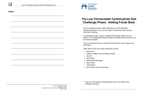 Low Fermentable Carbohydrate Diet Challenge Phase