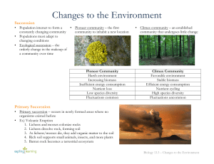 Changes to the Environment