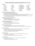 Taxonomy, Classification and Diversity Study Guide (ch.17, 18, 19)