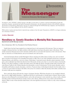 Hereditary vs. Genetic Disorders in Mortality Risk Assessment