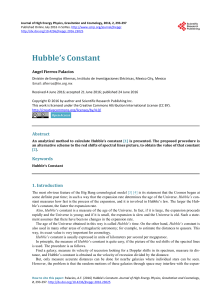 Hubble`s Constant - Scientific Research Publishing