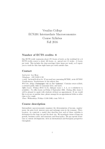 Vesalius College ECN201 Intermediate Macroeconomics Course