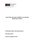 Open Bank Resolution (OBR) Pre-positioning Requirements Policy