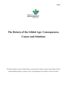 The Return of the Gilded Age: Consequences