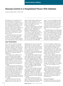 Glucose Control in a Hospitalized Person With Diabetes