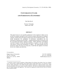 CONVERGENCE CLUBS AND SUBSISTENCE ECONOMIES*