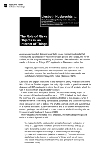 The Role of Risky Objects in an Internet of Things Liesbeth