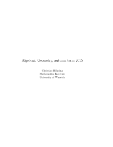Algebraic Geometry, autumn term 2015