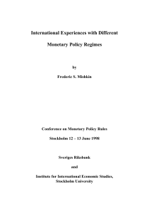 International Experiences with Different Monetary Policy Regimes