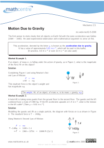 Motion due to gravity