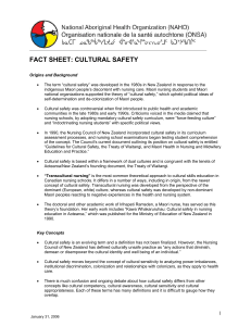 fact sheet: cultural safety - National Aboriginal Health Organization